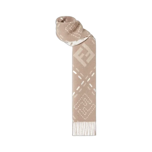 Ff Jacquard Fringed-Edge Scarf