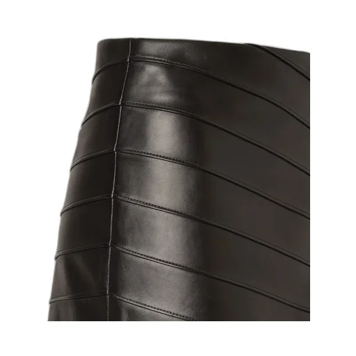 Black Chevron Nappa Leather Skirt