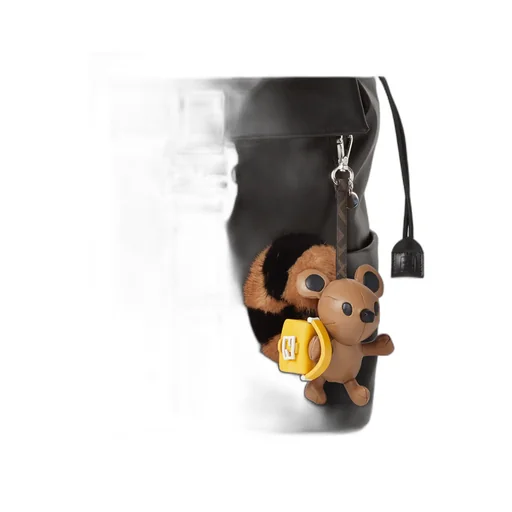 Multicolored Mink And Brown Leather Charm