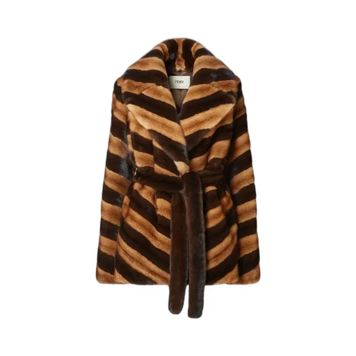 Brown Chevron Mink Jacket