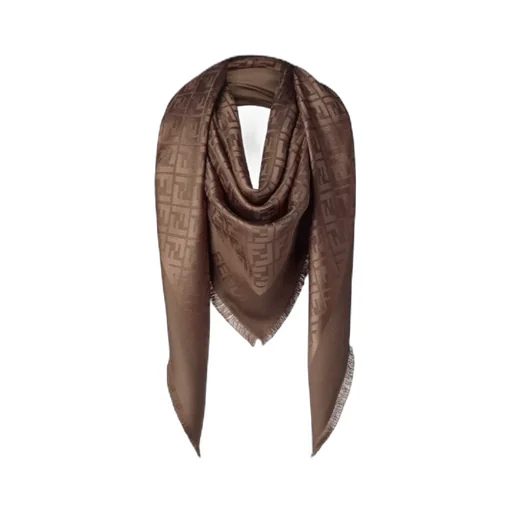 Ff Jacquard Fringed-Edge Scarf