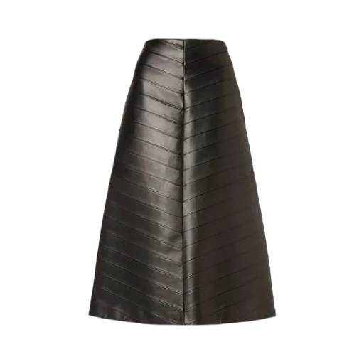 Black Chevron Nappa Leather Skirt