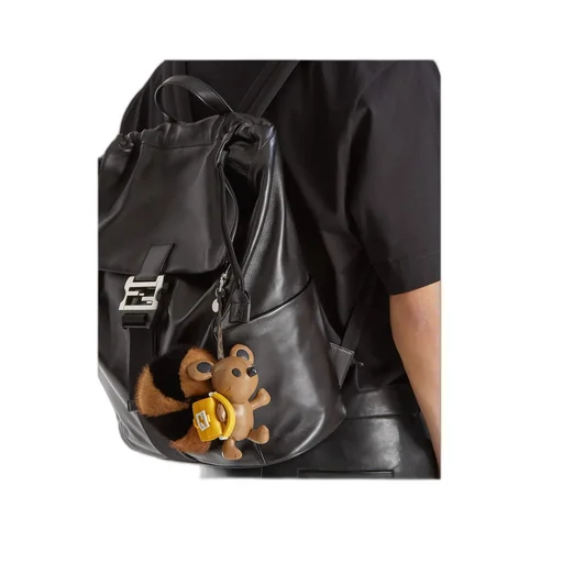 Multicolored Mink And Brown Leather Charm