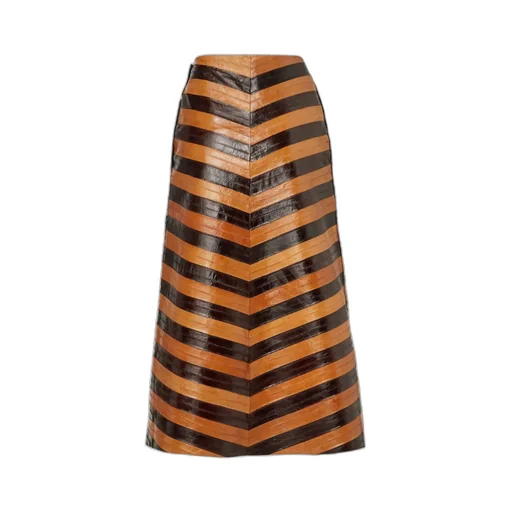 Two-Tone Chevron Leather Skirt