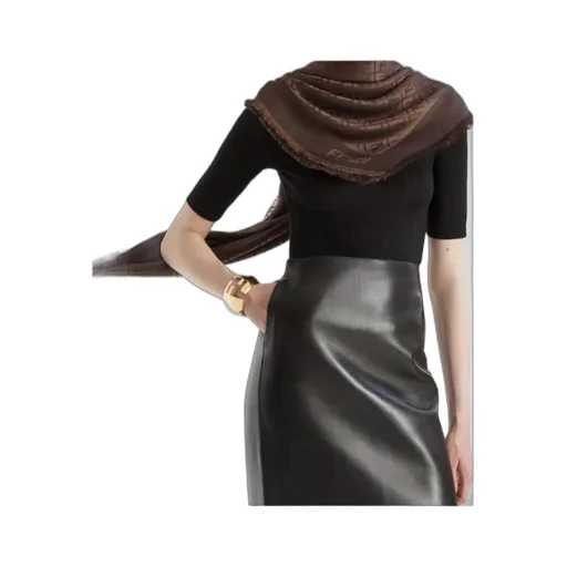 Ff Jacquard Fringed-Edge Scarf