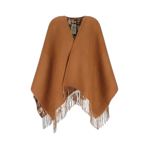 Ff Jacquard Fringed-Edge Cape