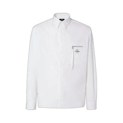 Zip-Pocket Logo Printed Shirt