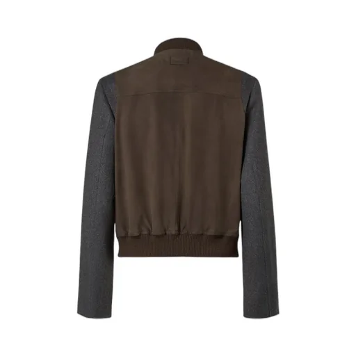 Cashmere And Brown Suede Bomber