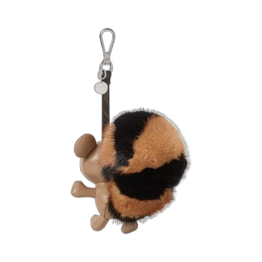 Multicolored Mink And Brown Leather Charm