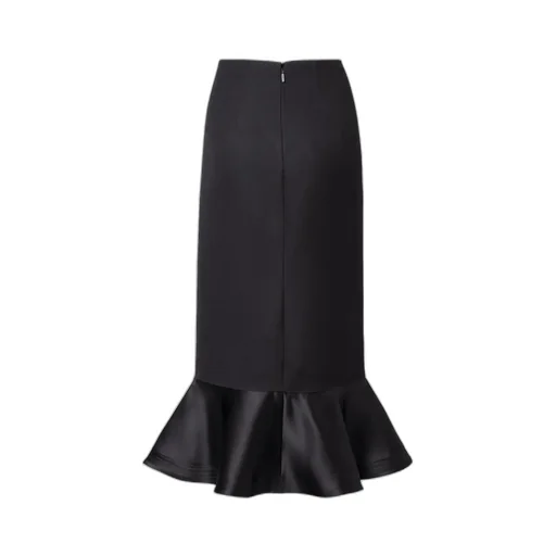 High Waist Peplum-Hem Midi Skirt