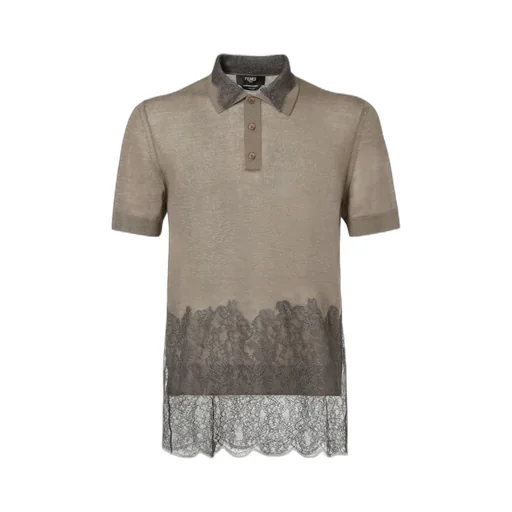 Lace Detailed Short Sleeved Polo Shirt
