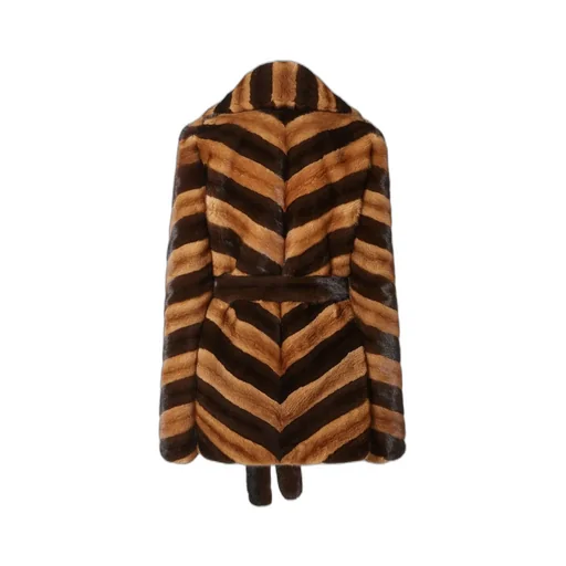 Brown Chevron Mink Jacket