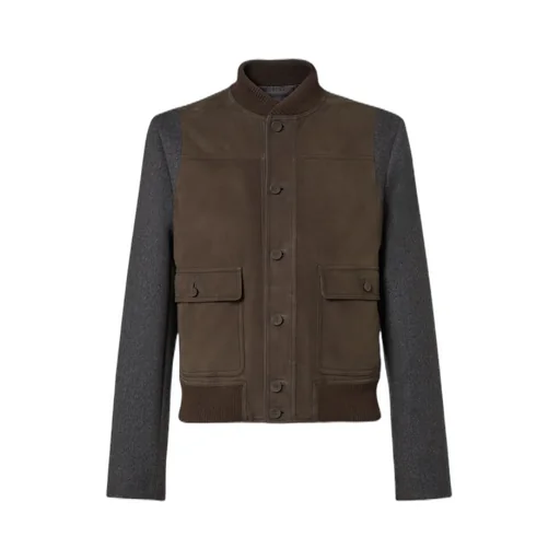 Cashmere And Brown Suede Bomber