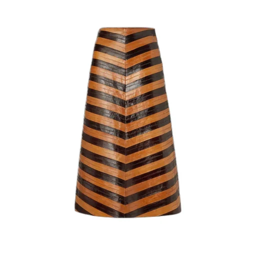 Two-Tone Chevron Leather Skirt