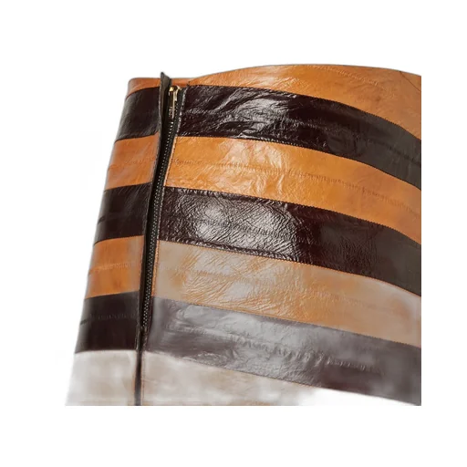 Two-Tone Chevron Leather Skirt