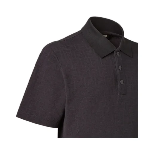 Black Piqué Ff Jacquard Polo Shirt