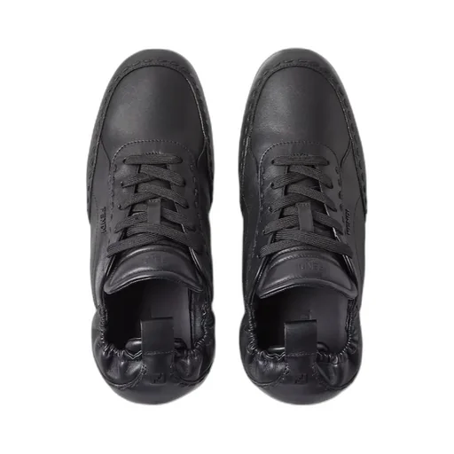 Black Leather Low-Tops