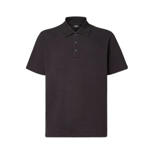 Black Piqué Ff Jacquard Polo Shirt