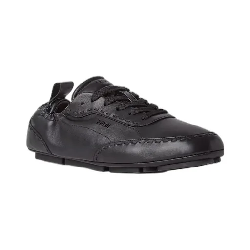 Black Leather Low-Tops