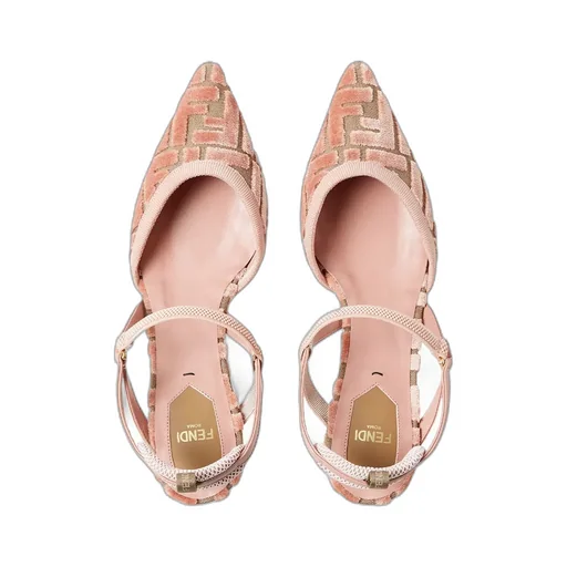 Medium-Heeled Slingbacks In Pink Ff Fabric