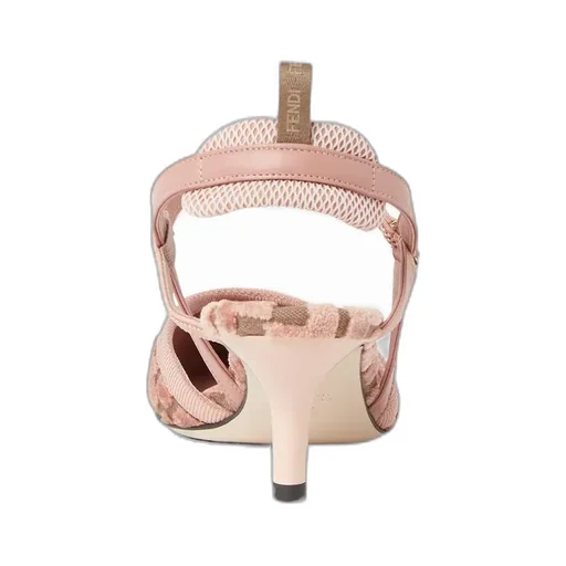 Medium-Heeled Slingbacks In Pink Ff Fabric