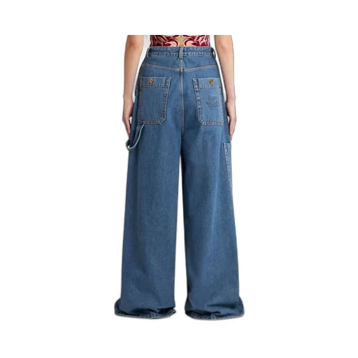 Pegaso-Embroidered High-Waist Wide-Leg Jeans