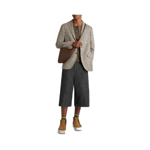 Check Linen- And Cotton-Blend Blazer
