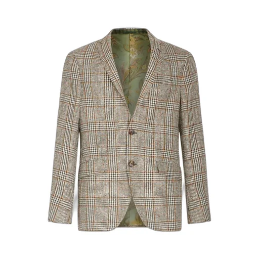 Check Linen- And Cotton-Blend Blazer
