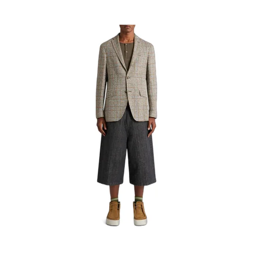 Check Linen- And Cotton-Blend Blazer