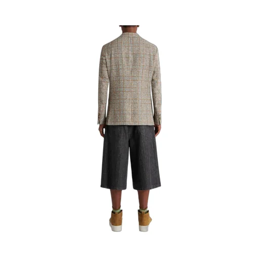 Check Linen- And Cotton-Blend Blazer