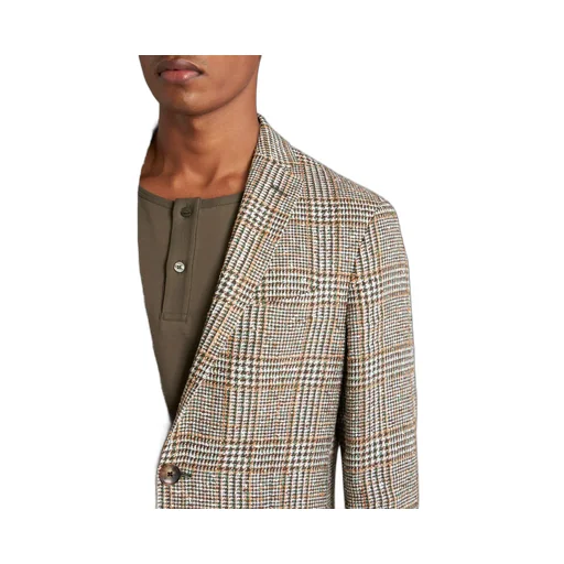 Check Linen- And Cotton-Blend Blazer