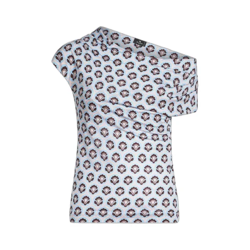 Pattern-Printed Off-Shoulder Asymmetric Top