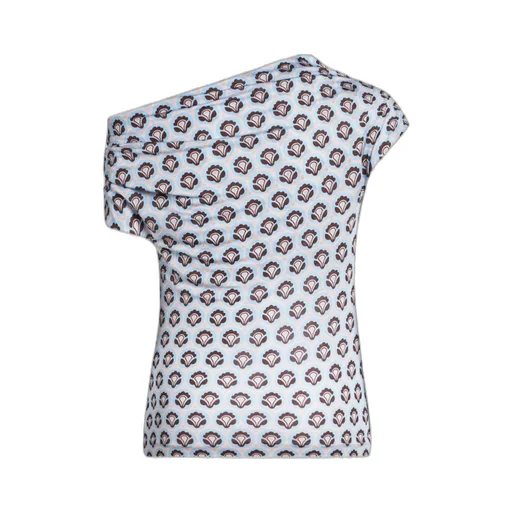 Pattern-Printed Off-Shoulder Asymmetric Top