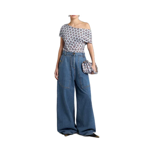 Pattern-Printed Off-Shoulder Asymmetric Top