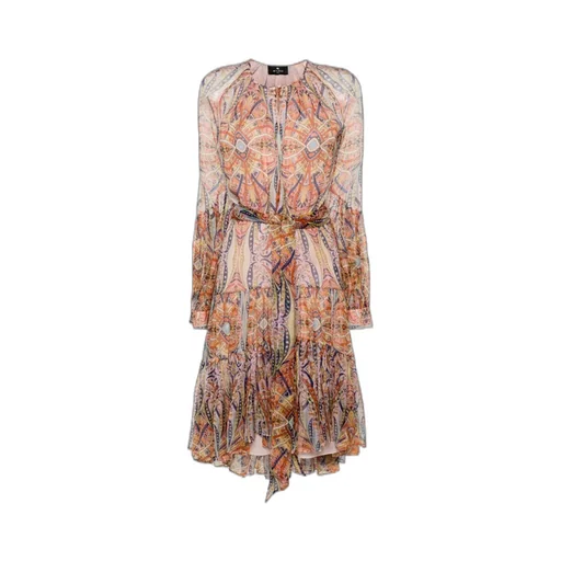 Abstract Printed Chiffon Midi Dress