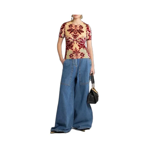 Pegaso-Embroidered High-Waist Wide-Leg Jeans