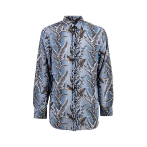 Pattern-Printed Button-Up Shirt