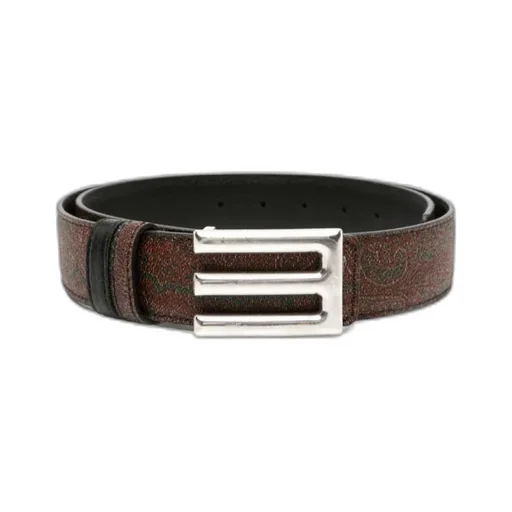 Logo Buckled Paisley Print Reversible Belt