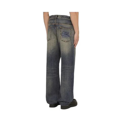 Logo-Embroidered Mid-Rise Wide-Leg Jeans