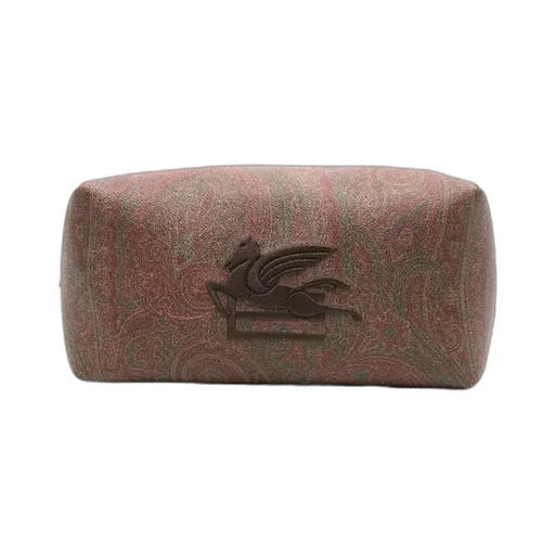 Logo Embroidered Paisley Printed Pouch
