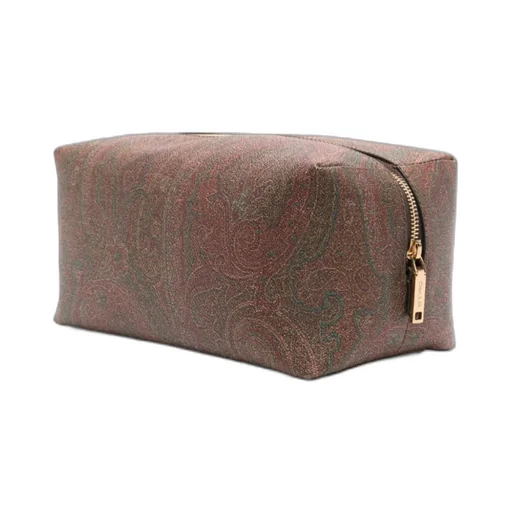 Logo Embroidered Paisley Printed Pouch