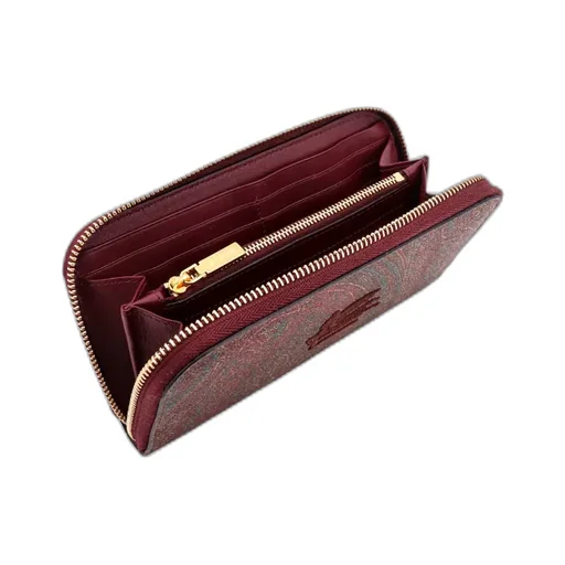 Pegaso Embroidered Paisley Jacquard Zipped Wallet