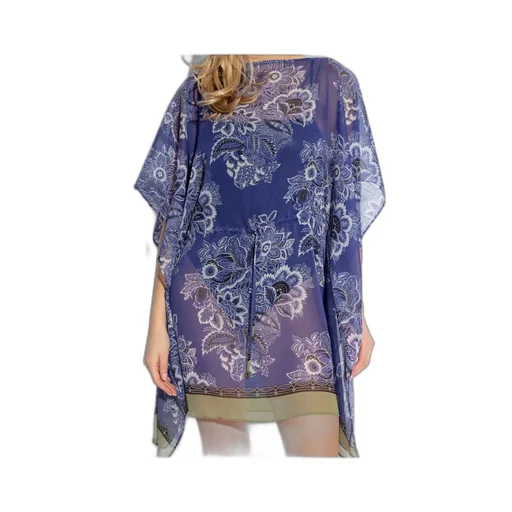 Floral Printed Semi-Sheer Kaftan Dress