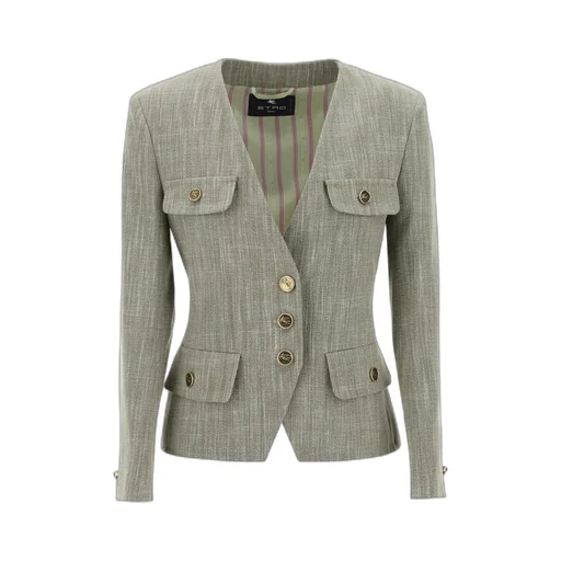 V-Neck Single-Breasted Jacket