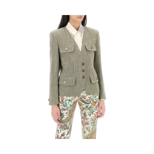V-Neck Single-Breasted Jacket