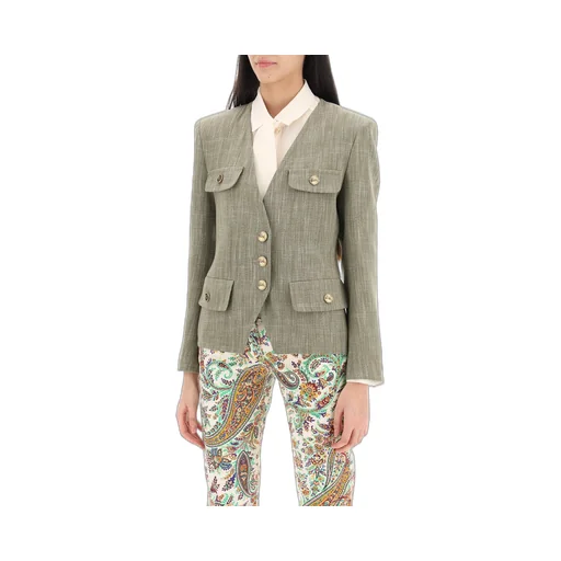 V-Neck Single-Breasted Jacket