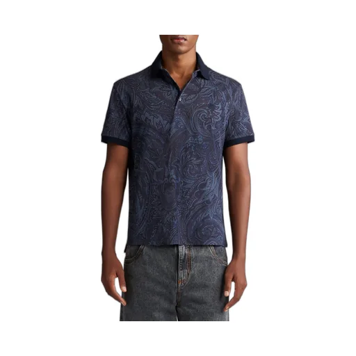 Paisley-Printed Short-Sleeved Polo Shirt