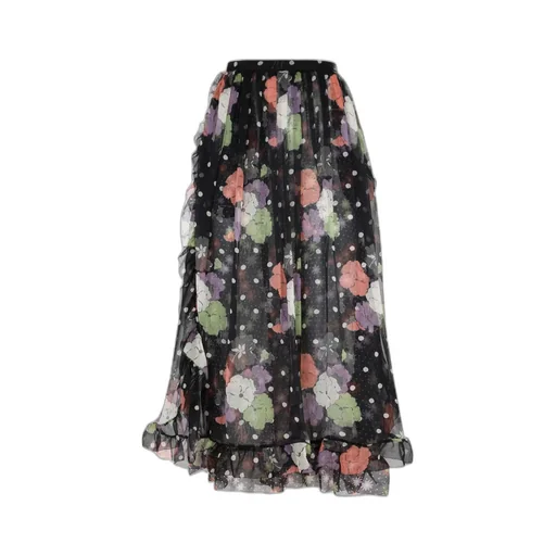 Floral Printed Flared Midi Skirt