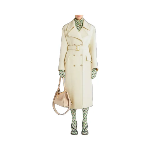 Double-Breasted Belted Long-Sleeved Coat