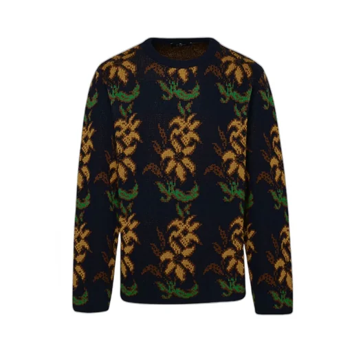 Floral Intarsia Knitted Crewneck Jumper